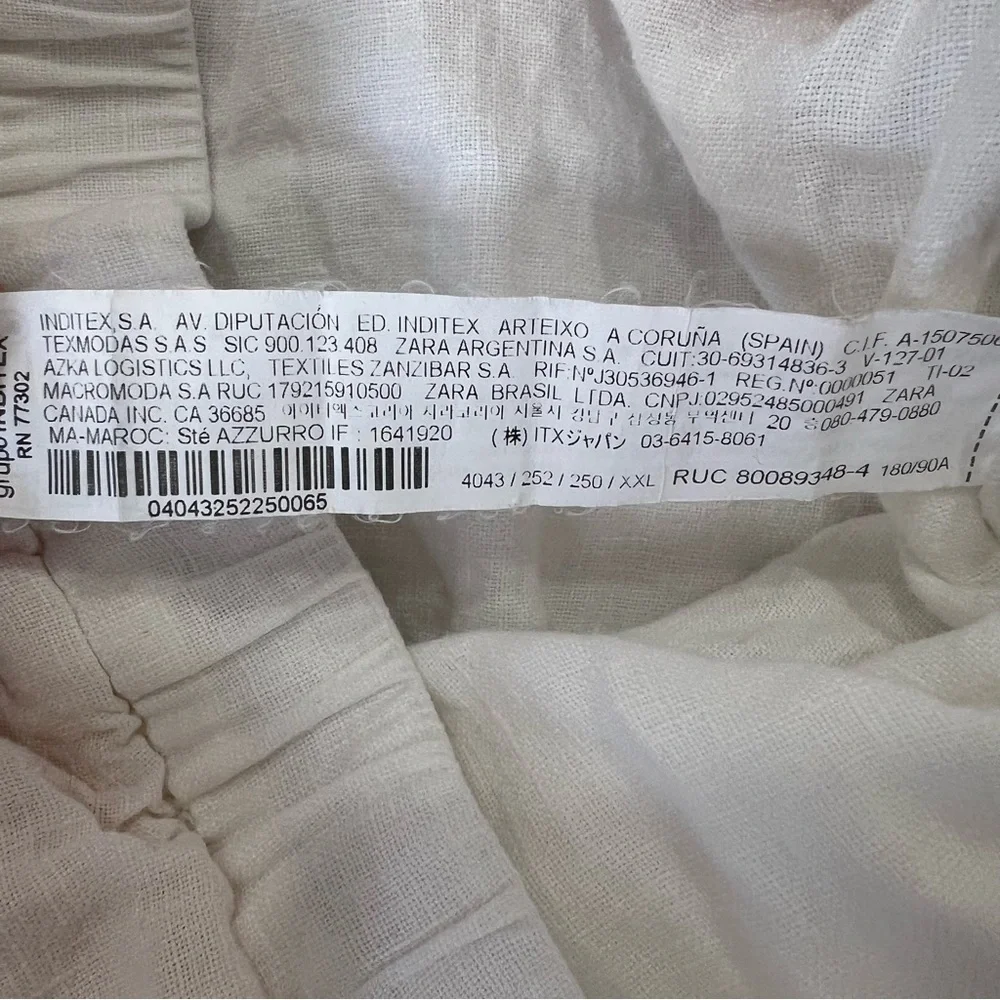 Zara White Linen-Blend Drawstring Pants